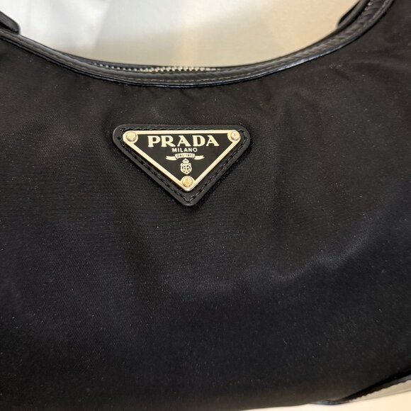 Vintage Y2K black Prada Saffiano Tessuto Nylon-Leather Bag w/chain - Picture 11 of 17